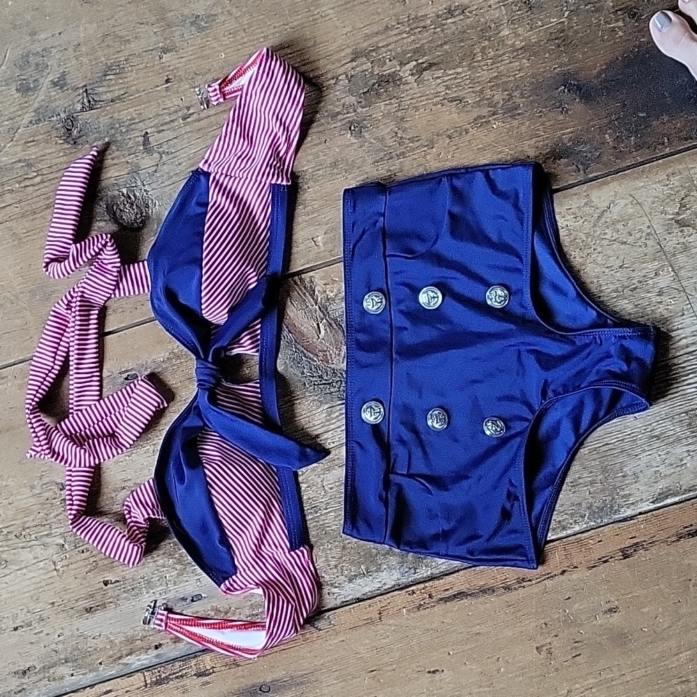 High waisted pin-up style bikini. New!